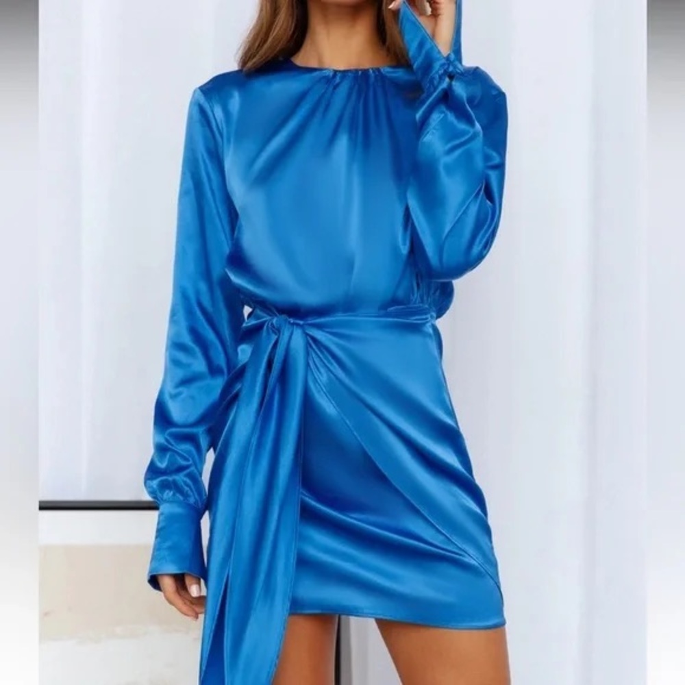 Hello Molly Blue Satin Mini Dress